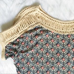 Free People Crochet Shoulder Tee